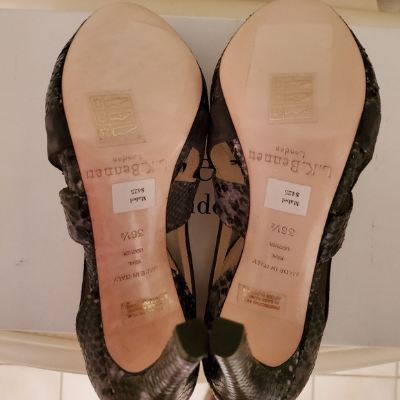 L.K. Bennett Mabel Cutout Brown Suede Python Shoes - Picture 5 of 5